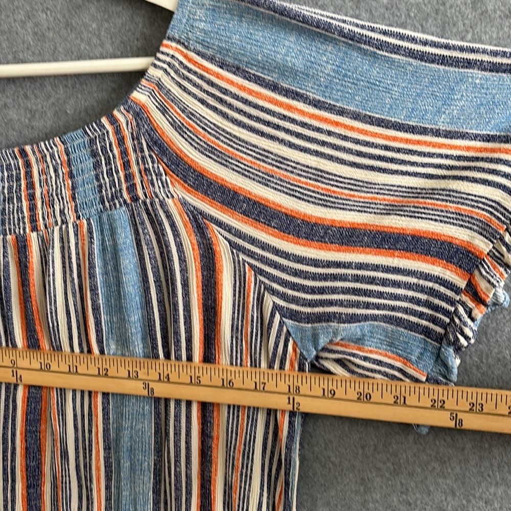 Bobeau Beachy Flutter Sleeve Loose Fit Flowy Striped Blouse S - Picture 3 of 7